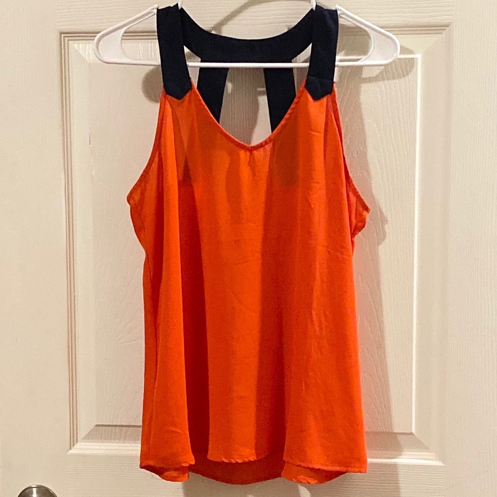 Miami Orange & Navy Sleeveless Top